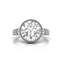 Old European Cut Moissanite Bezel Set Solitaire Art Deco Ring