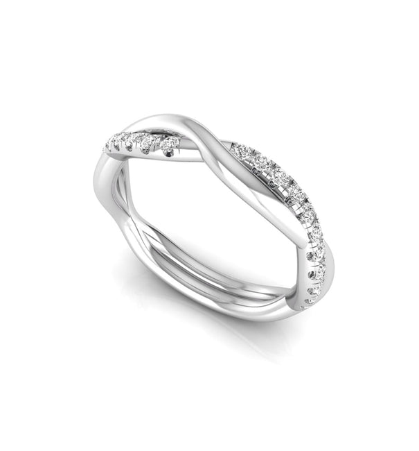 Round Moissanite Dainty Half Eternity Twisted Band