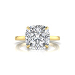 Old Mine Cut Moissanite Solitaire Hidden Halo Ring