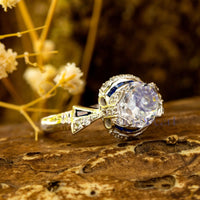 Round CZ Stone Butterfly Inspire Engagement Ring