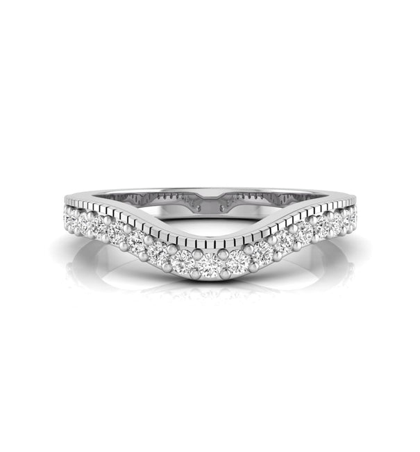 Round Moissanite Minimalist Curved Wedding Band