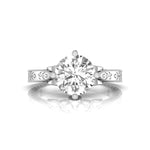 Art Deco Leaf Inspire Ring With Round Moissanite