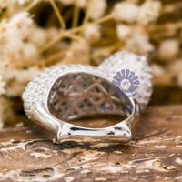 Black & White Round Cut Pave Setting CZ Stone Cocktail Party Wear Bunny Rabbit Ring For Men & Women