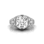 Round Moissanite Floral Motif Art Deco Ring