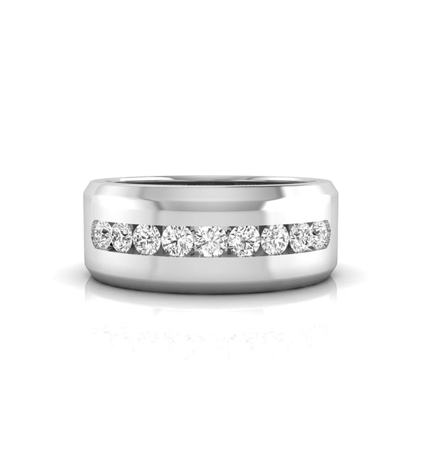 Men's Round Moissanite Channel Setting Half Eternity Band