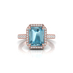 Aqua Emerald CZ Stone Halo Engagement Ring