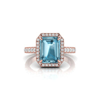 Aqua Emerald CZ Stone Halo Engagement Ring