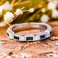 Baguette & Round Bezel Set Art Deco Half Eternity Band