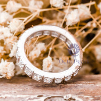 Round Moissanite Stacking Eternity Wedding Band