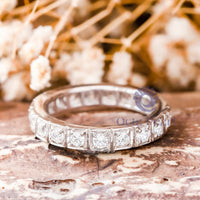 Round Moissanite Stacking Eternity Wedding Band