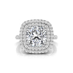 Cushion Moissanite Double Halo Wedding Ring