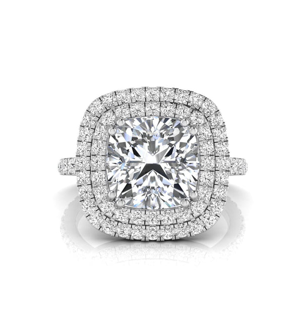 Cushion Moissanite Double Halo Wedding Ring