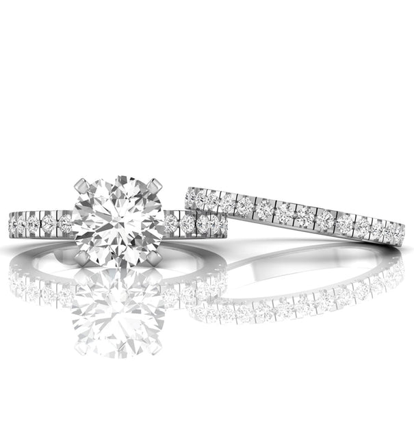 Wedding Bridal Ring Set With Round Moissanite