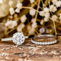 Wedding Bridal Ring Set With Round Moissanite