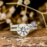 Wedding Bridal Ring Set With Round Moissanite