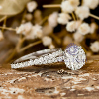 Wedding Bridal Ring Set With Round Moissanite