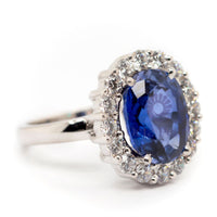 Oval & Half Moon Cut CZ Three Stone Halo Ring