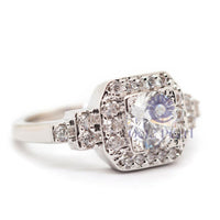 Round Moissanite Seven Stone Halo Wedding Ring