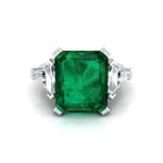 Green Emerald Cut CZ Five Stone Engagement Ring