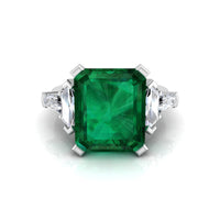 Five Stone Engagement Ring Green Emerald Cut CZ