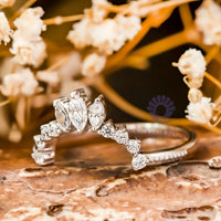 Marquise & Round CZ Stone Tiara Curved Ring