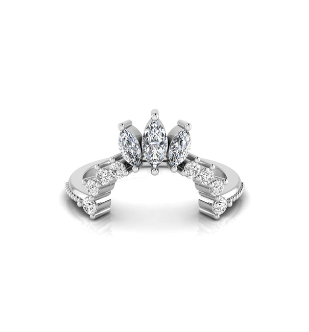 Marquise & Round CZ Stone Tiara Curved Ring