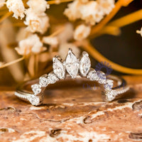 Marquise & Round CZ Stone Tiara Curved Ring