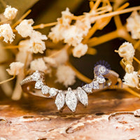 Marquise & Round CZ Stone Tiara Curved Ring