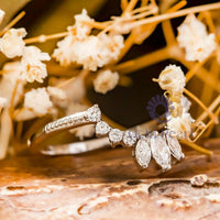 Marquise & Round CZ Stone Tiara Curved Ring