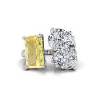 Yellow Radiant & Pear Cut CZ Three Stone Gap Ring