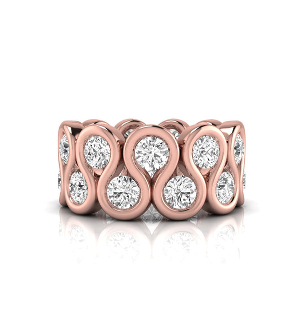 Round Moissanite Wave Eternity Band 14K Rose Gold