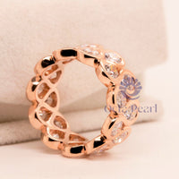 Round Moissanite Wave Eternity Band 14K Rose Gold