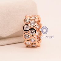 Round Moissanite Wave Eternity Band 14K Rose Gold