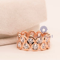 Round Moissanite Wave Eternity Band 14K Rose Gold