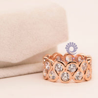 Round Moissanite Wave Eternity Band 14K Rose Gold