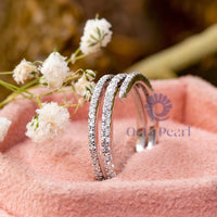 Round Moissanite Spiral Finger Wrap Eternity Band