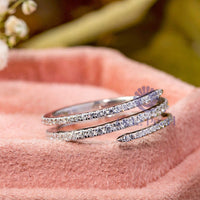 Round Moissanite Spiral Finger Wrap Eternity Band