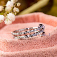 Round Moissanite Spiral Finger Wrap Eternity Band