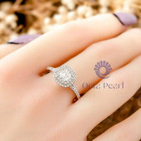 Cushion Moissanite Double Halo Split Shank Ring