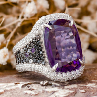 Purple Cushion CZ Stone Cocktail Party Wear Ring