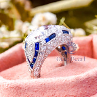 Round CZ Three Stone Milgrain Art Deco Ring