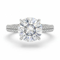 Round Moissanite Hidden Halo Ring For Women