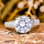 Round Moissanite Hidden Halo Ring For Women