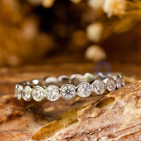 Round Moissanite Bubble Bezel Set Eternity Band