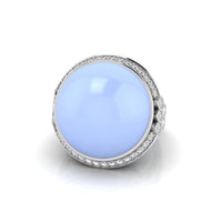Round Cabochon & CZ Stone Halo Party Wear Ring