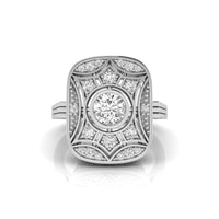Art Deco Milgrain Bezel Set Vintage Style Moissanite Engagement Ring