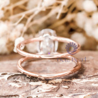 Oval Moissanite Double Band Solitaire Ring