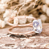 Oval Moissanite Double Band Solitaire Ring