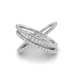 Round Cut Moissanite Designer Criss Cross X Ring