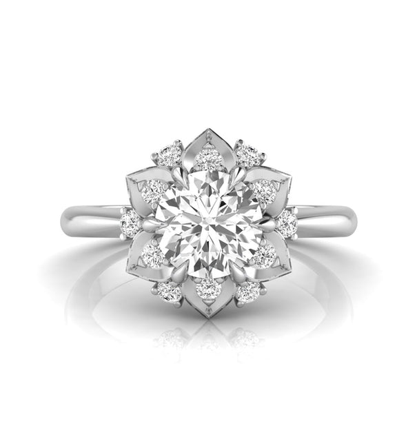 Round Moissanite Floral Engagement Ring